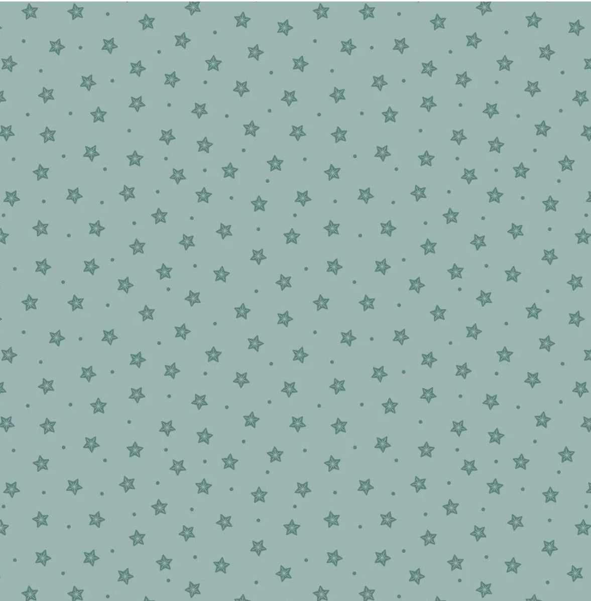 Gingerbread stars on blue cotton fabric by Lewis and Irene